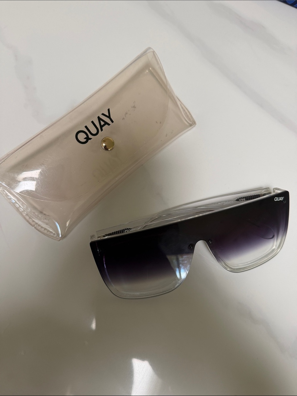 Quay Australia Oversized Shield Sunglasses in Black to Clear Gradient